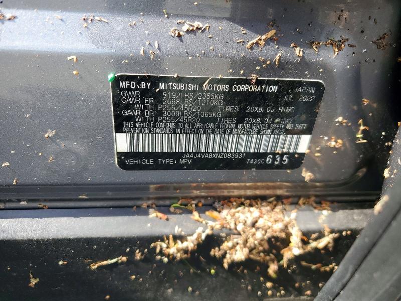 2022 Mitsubishi Outlander მანქანა იყიდება აუქციონზე, vin: JA4J4VA8XNZ083931, აუქციონის ნომერი: 54834536