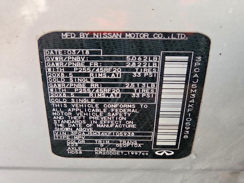 Aukcja sprzedaży 2019 Infiniti Qx50, vin: 3PCAJ5M34KF105938, numer aukcji: 51989426