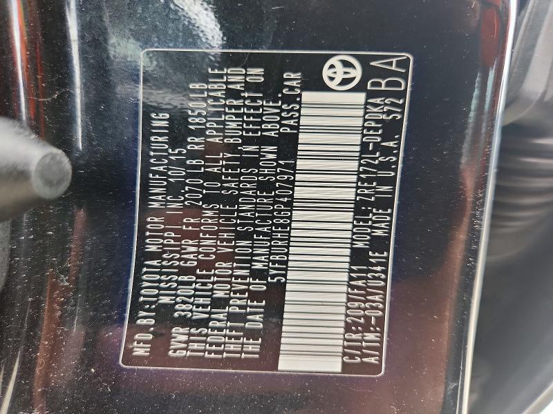 Продаж на аукціоні авто 2016 Toyota Corolla, vin: 5YFBURHE8GP407971, номер лоту: 52859436