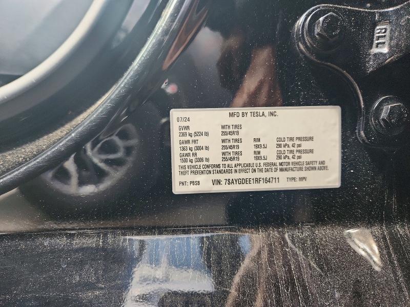 2024 Tesla Model Y მანქანა იყიდება აუქციონზე, vin: 7SAYGDEE1RF164711, აუქციონის ნომერი: 53531226