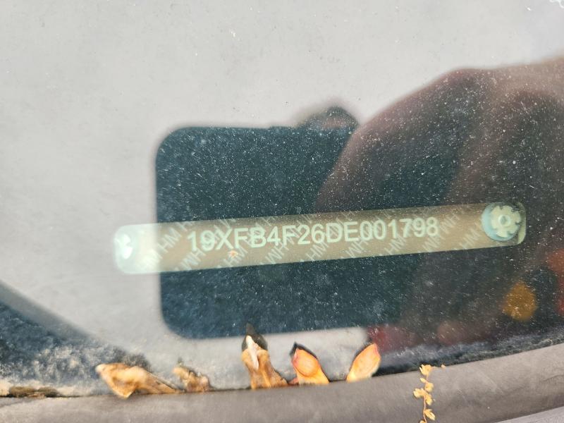 2013 Honda Civic მანქანა იყიდება აუქციონზე, vin: 19XFB4F26DE001798, აუქციონის ნომერი: 54640636
