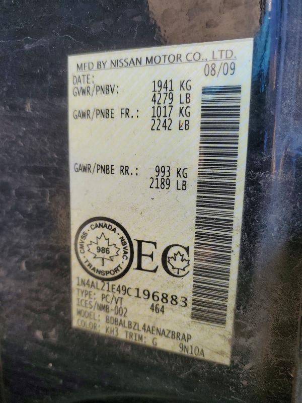 Aukcja sprzedaży 2009 Nissan Altima, vin: 1N4AL21E49C196883, numer aukcji: 55248666