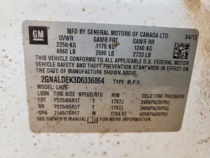 Продаж на аукціоні авто 2013 Chevrolet Equinox, vin: 2GNALDEK3D6336064, номер лоту: 55281646