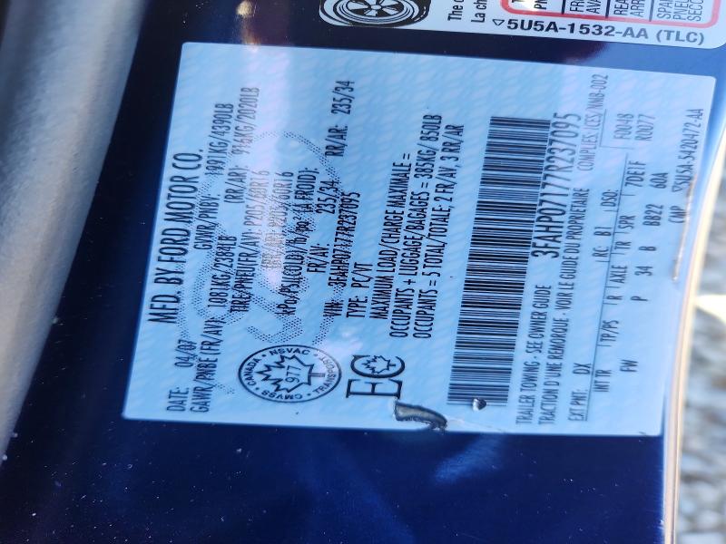 54981256 :رقم المزاد ، 3FAHP07177R237095 vin ، 2007 Ford Fusion مزاد بيع