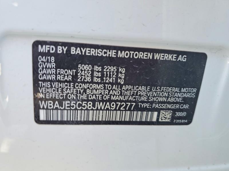Aukcja sprzedaży 2018 Bmw 540, vin: WBAJE5C58JWA97277, numer aukcji: 54058936