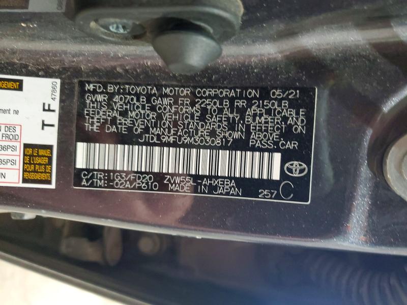 Продажа на аукционе авто 2021 Toyota Prius, vin: JTDL9MFU9M3030817, номер лота: 54277816