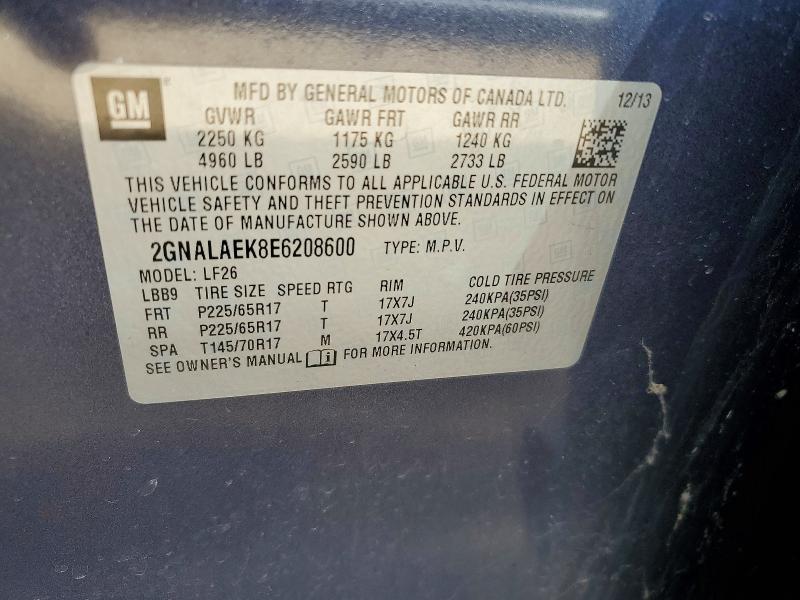 Aukcja sprzedaży 2014 Chevrolet Equinox, vin: 2GNALAEK8E6208600, numer aukcji: 53222826