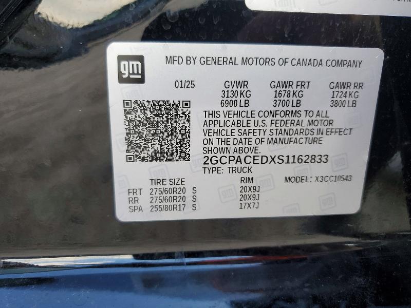 Продаж на аукціоні авто 2025 Chevrolet Silverado, vin: 2GCPACEDXS1162833, номер лоту: 54827816