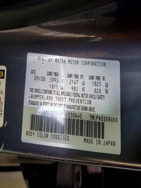 51545796 :رقم المزاد ، JM1BK343091230640 vin ، 2009 Mazda 3 مزاد بيع