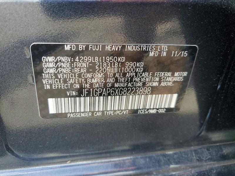 Aukcja sprzedaży 2016 Subaru Impreza, vin: JF1GPAP6XG8223898, numer aukcji: 54199796