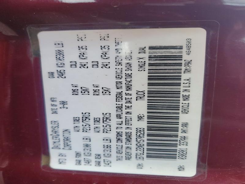 55384596 :رقم المزاد ، 1B7GL22X6YS705283 vin ، 2000 Dodge Dakota مزاد بيع