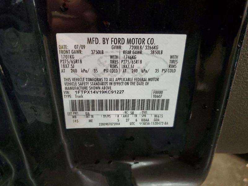 Aukcja sprzedaży 2009 Ford F150, vin: 1FTPX14V19KC91227, numer aukcji: 54222696