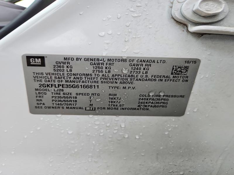 2016 Gmc Terrain მანქანა იყიდება აუქციონზე, vin: 2GKFLPE35G6166811, აუქციონის ნომერი: 54658126