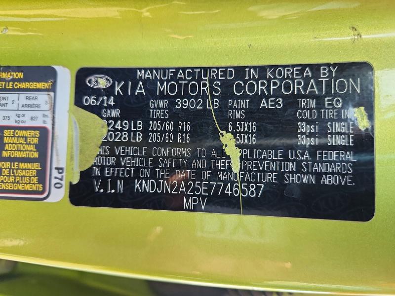 Продаж на аукціоні авто 2014 Kia Soul, vin: KNDJN2A25E7746587, номер лоту: 53218896