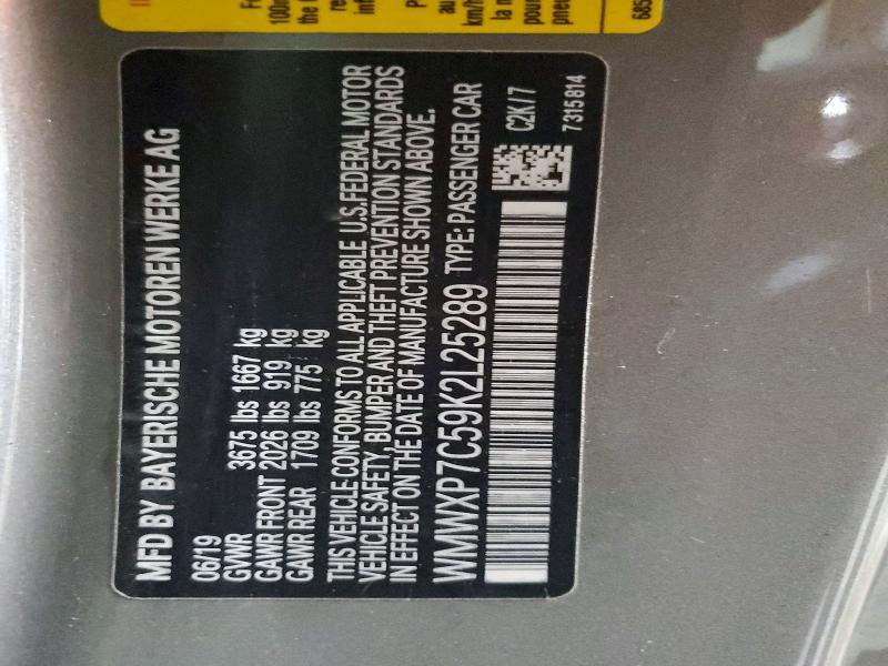 52820176 :رقم المزاد ، WMWXP7C59K2L25289 vin ، 2019 Mini Cooper مزاد بيع