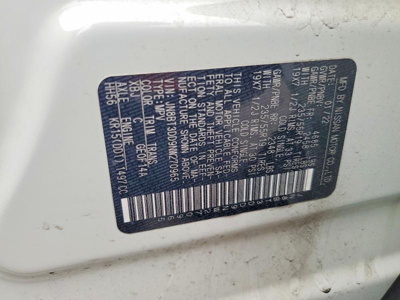Aukcja sprzedaży 2022 Nissan Rogue, vin: JN8BT3DD9NW270965, numer aukcji: 52582626
