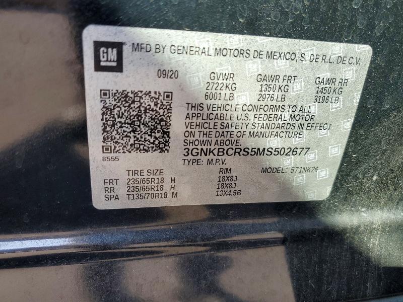 53976646 :رقم المزاد ، 3GNKBCRS5MS502677 vin ، 2021 Chevrolet Blazer مزاد بيع