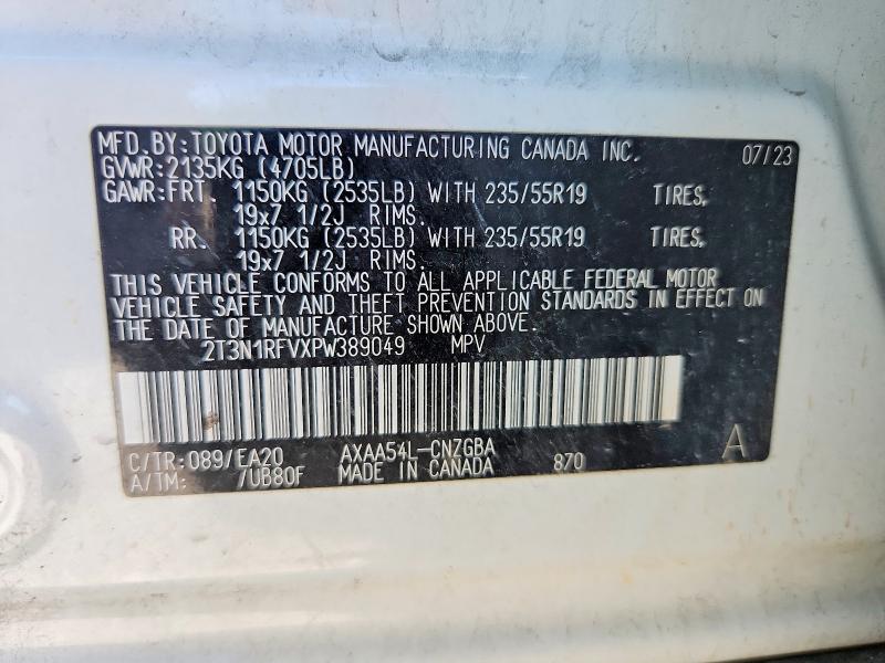 Aukcja sprzedaży 2023 Toyota Rav4, vin: 2T3N1RFVXPW389049, numer aukcji: 52711696