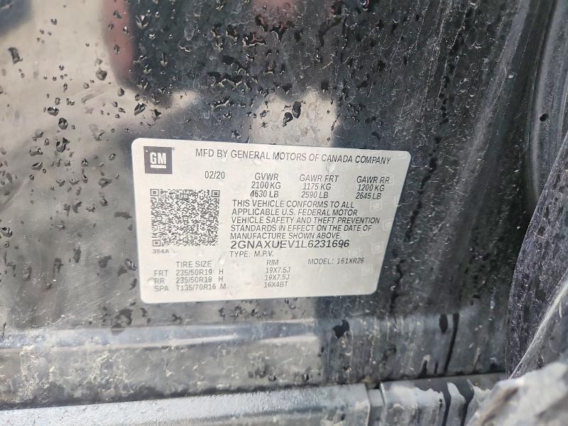 2020 Chevrolet Equinox მანქანა იყიდება აუქციონზე, vin: 2GNAXUEV1L6231696, აუქციონის ნომერი: 52710236