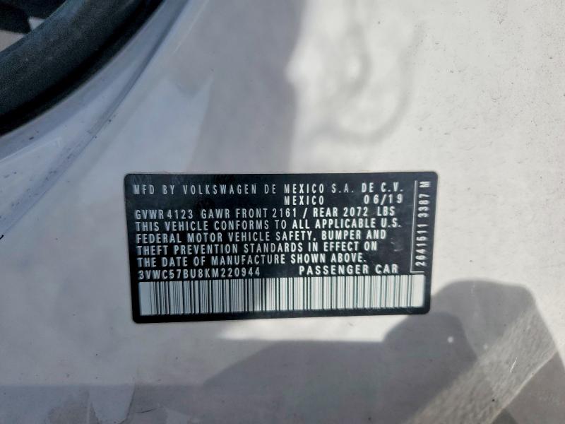 54524706 :رقم المزاد ، 3VWC57BU8KM220944 vin ، 2019 Volkswagen Jetta مزاد بيع