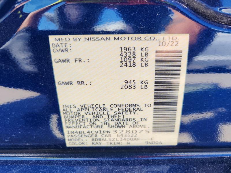 2023 Nissan Altima მანქანა იყიდება აუქციონზე, vin: 1N4BL4CV1PN328075, აუქციონის ნომერი: 53621026