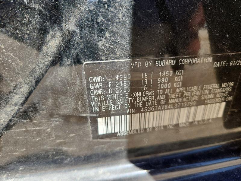 53277186 :رقم المزاد ، 4S3GTAV64L3713799 vin ، 2020 Subaru Impreza مزاد بيع