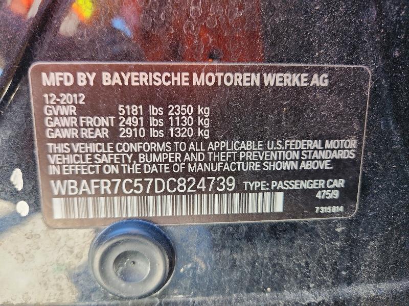 2013 Bmw 535 მანქანა იყიდება აუქციონზე, vin: WBAFR7C57DC824739, აუქციონის ნომერი: 54469636
