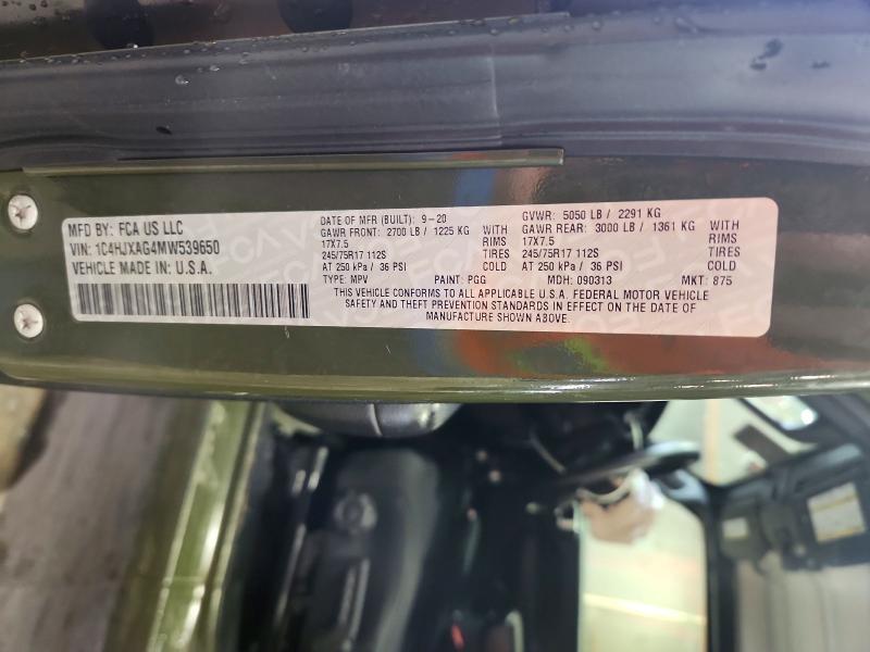 54602926 :رقم المزاد ، 1C4HJXAG4MW539650 vin ، 2021 Jeep Wrangler مزاد بيع