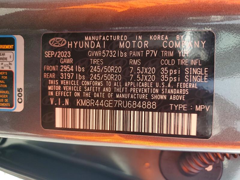 54102046 :رقم المزاد ، KM8R44GE7RU684888 vin ، 2024 Hyundai Palisade مزاد بيع
