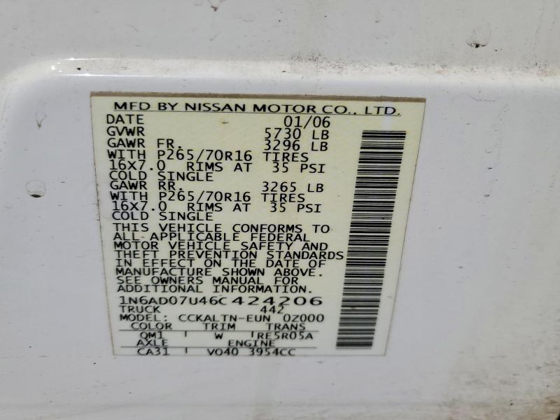 Aukcja sprzedaży 2006 Nissan Frontier, vin: 1N6AD07U46C424206, numer aukcji: 53840486