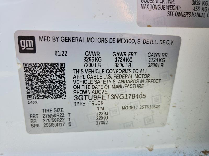 Продажа на аукционе авто 2022 Gmc Sierra Limited, vin: 3GTU9FET3NG178405, номер лота: 52430116