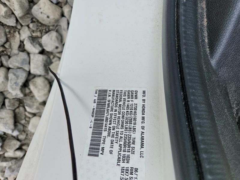 53417606 :رقم المزاد ، 5FNRL6H71JB014415 vin ، 2018 Honda Odyssey مزاد بيع