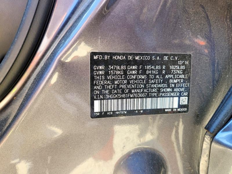 Продаж на аукціоні авто 2015 Honda Fit, vin: 3HGGK5H81FM763667, номер лоту: 52381656