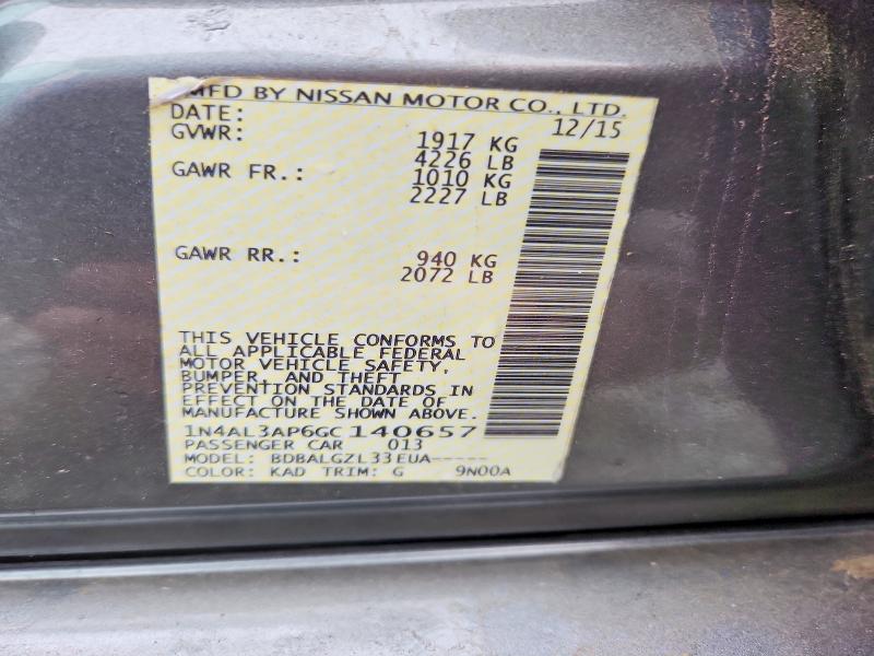 53159496 :رقم المزاد ، 1N4AL3AP6GC140657 vin ، 2016 Nissan Altima مزاد بيع