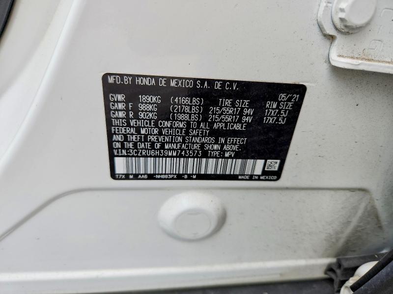 Aukcja sprzedaży 2021 Honda Hr-v, vin: 3CZRU6H39MM743573, numer aukcji: 54792876