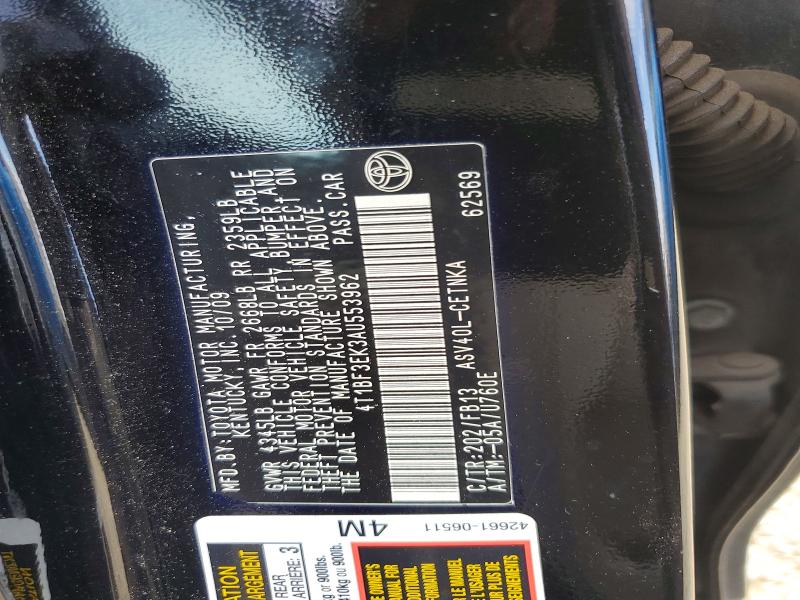 2010 Toyota Camry მანქანა იყიდება აუქციონზე, vin: 4T1BF3EK3AU553962, აუქციონის ნომერი: 52255386