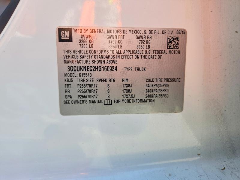 54240616 :رقم المزاد ، 3GCUKNEC2HG160934 vin ، 2017 Chevrolet Silverado مزاد بيع