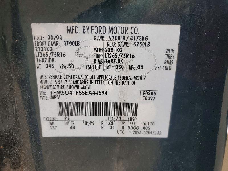 Продажа на аукционе авто 2005 Ford Excursion, vin: 1FMSU41P55EA44694, номер лота: 53600446