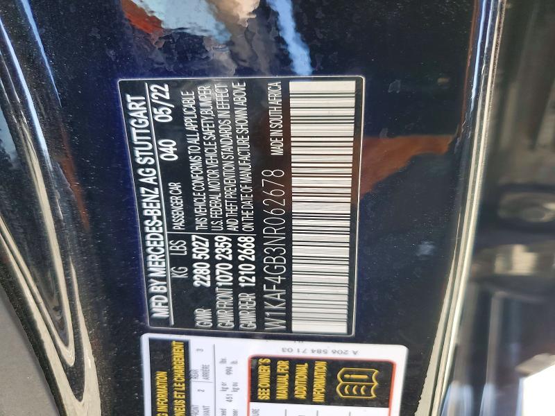 51915476 :رقم المزاد ، W1KAF4GB3NR062678 vin ، 2022 Mercedes-benz C300 مزاد بيع