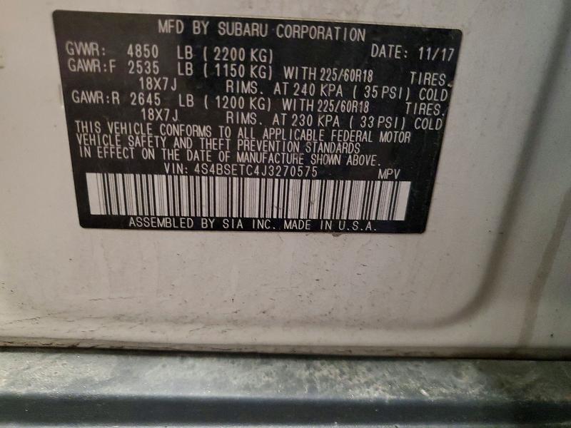 Продаж на аукціоні авто 2018 Subaru Outback, vin: 4S4BSETC4J3270575, номер лоту: 54596056