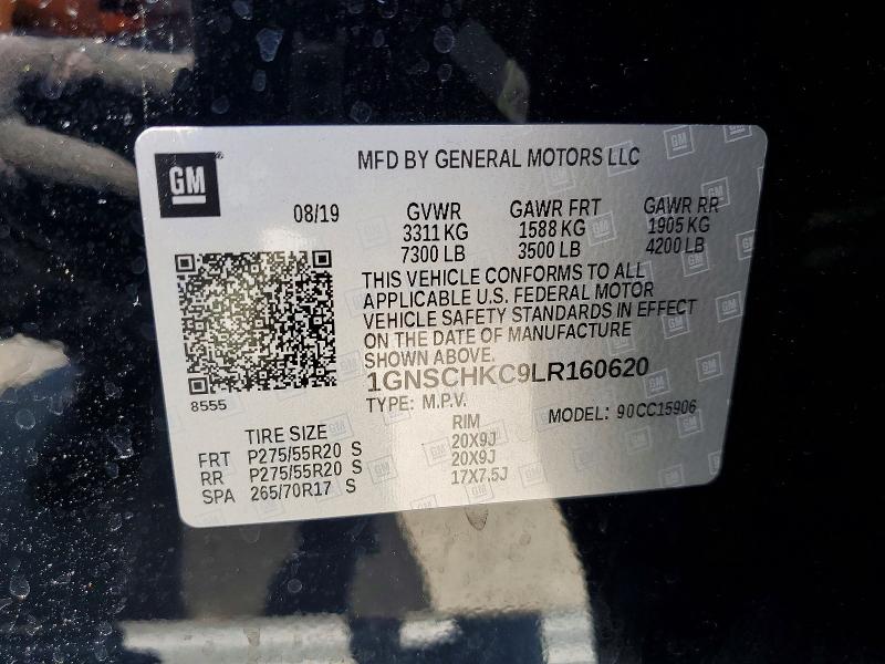 Продаж на аукціоні авто 2020 Chevrolet Suburban, vin: 1GNSCHKC9LR160620, номер лоту: 53072556