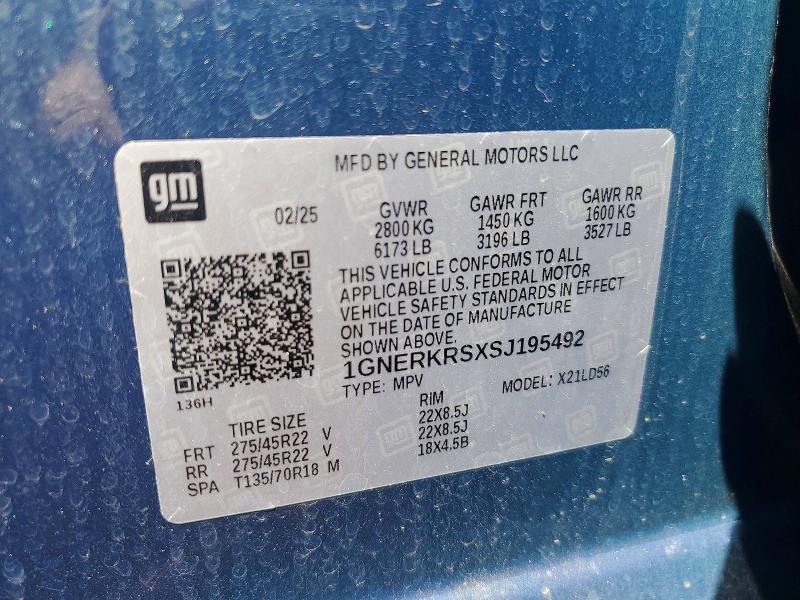Aukcja sprzedaży 2025 Chevrolet Traverse, vin: 1GNERKRSXSJ195492, numer aukcji: 55112596