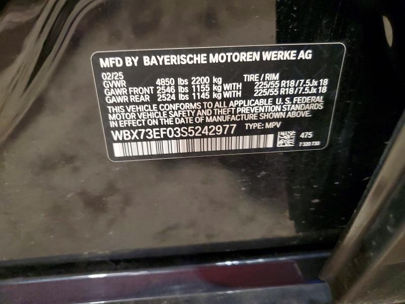 52747666 :رقم المزاد ، WBX73EF03S5242977 vin ، 2025 Bmw X1 مزاد بيع
