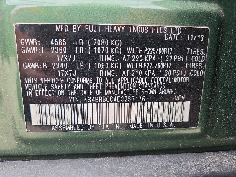 2014 Subaru Outback მანქანა იყიდება აუქციონზე, vin: 4S4BRBCC4E3253176, აუქციონის ნომერი: 52912866