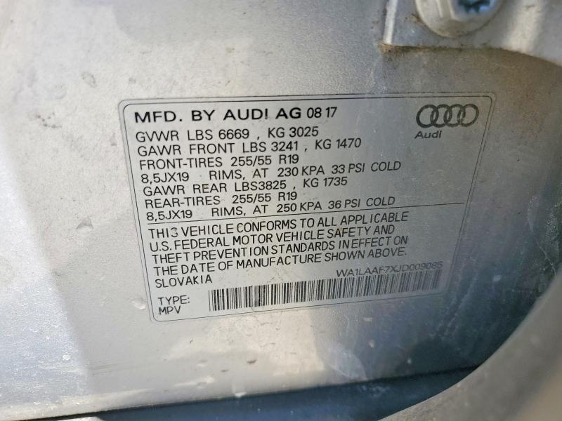 2018 Audi Q7 მანქანა იყიდება აუქციონზე, vin: WA1LAAF7XJD009085, აუქციონის ნომერი: 53415206