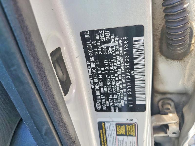 54464966 :رقم المزاد ، 5XYKT3A65DG375869 vin ، 2013 Kia Sorento مزاد بيع