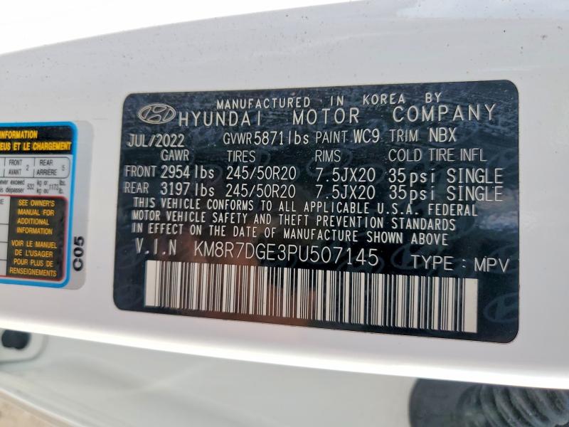 2023 Hyundai Palisade მანქანა იყიდება აუქციონზე, vin: KM8R7DGE3PU507145, აუქციონის ნომერი: 53959076