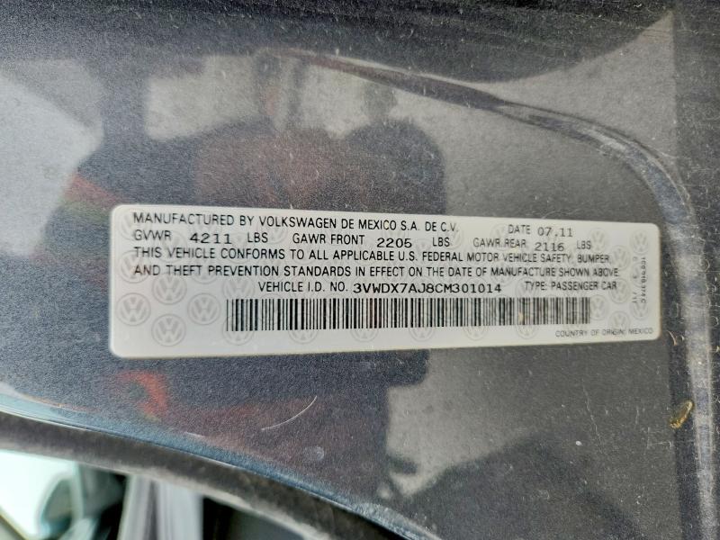 Продаж на аукціоні авто 2012 Volkswagen Jetta, vin: 3VWDX7AJ8CM301014, номер лоту: 54628086