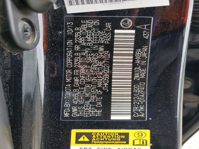 Aukcja sprzedaży 2013 Lexus Ct, vin: JTHKD5BH2D2171029, numer aukcji: 53836356