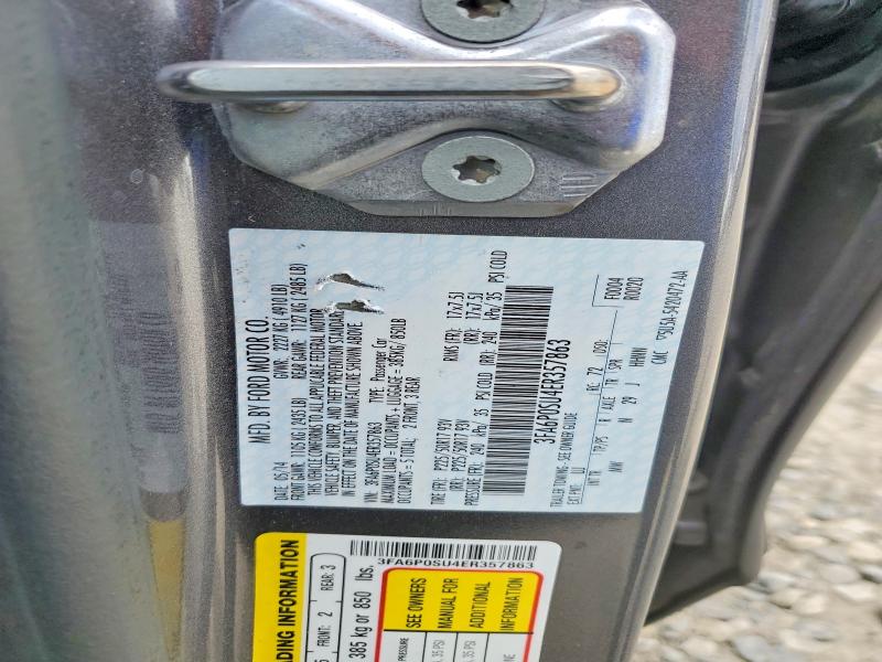 Aukcja sprzedaży 2014 Ford Fusion, vin: 3FA6P0SU4ER357863, numer aukcji: 54321596